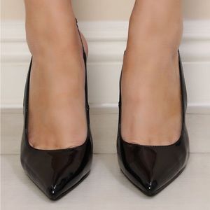 Black sling back pumps